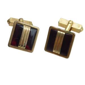 Vintage Red and Gold Plated Cufflinks Swank